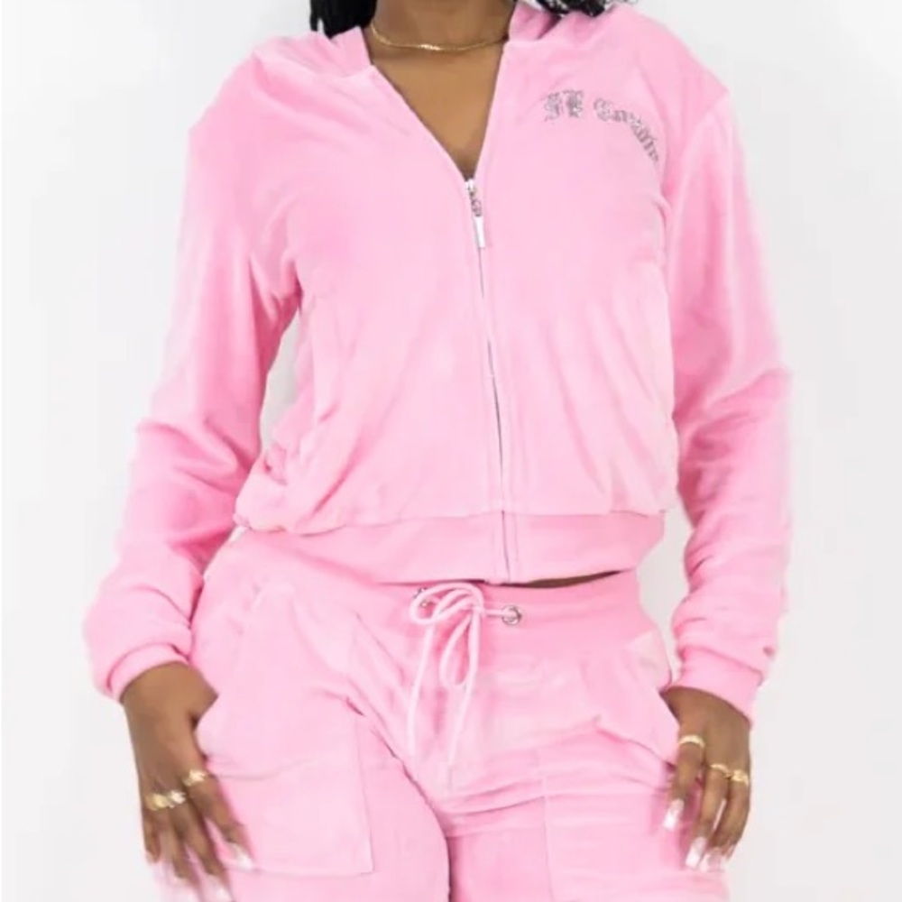 FB County Pink Women's Velour Zip Up